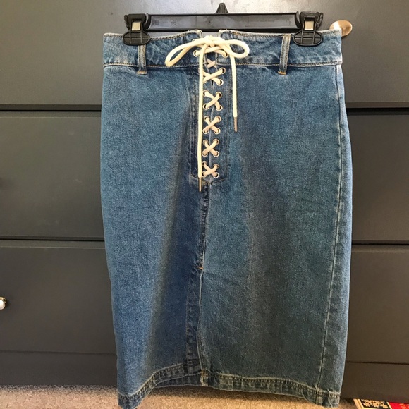 BDG Fiona Denim Lace-Up Skirt - Picture 2 of 5